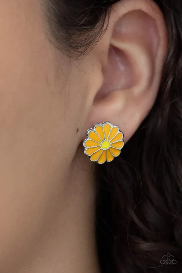 Budding Out Orange Earrings Jewelry by Bretta Paparazzi Accessories Earrings