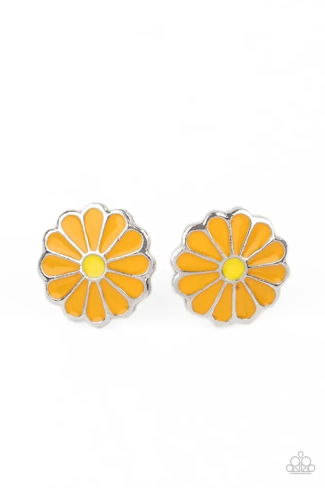 Budding Out Orange Earrings Jewelry by Bretta Paparazzi Accessories Earrings