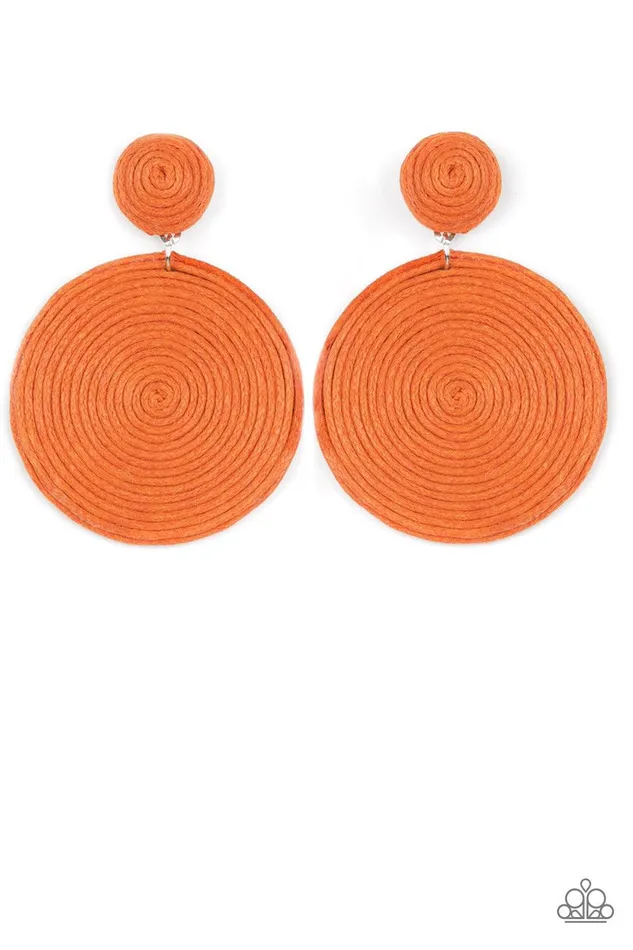 Circulate The Room Orange Earrings Jewelry by Bretta Paparazzi Accessories Earrings
