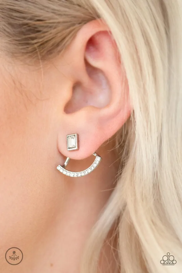 Delicate Arches White Earrings Jewelry by Bretta Paparazzi Accessories Earrings