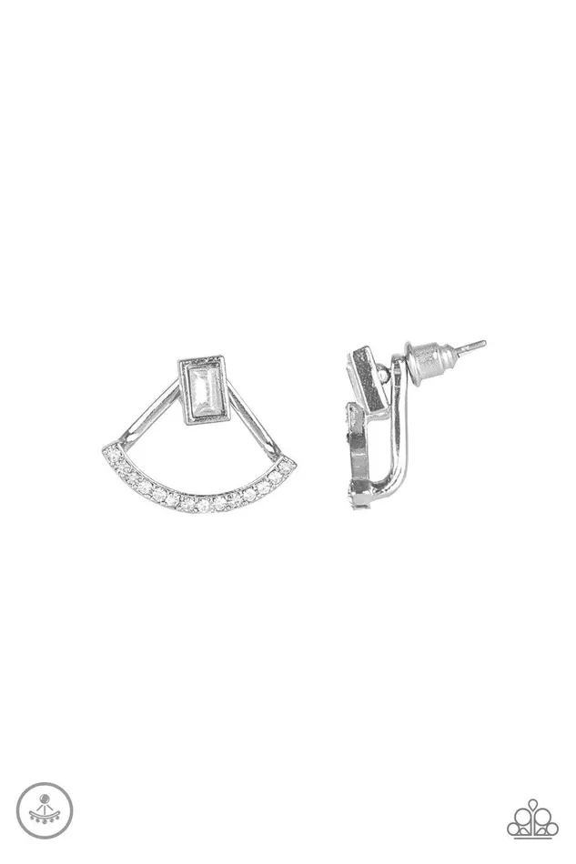Delicate Arches White Earrings Jewelry by Bretta Paparazzi Accessories Earrings
