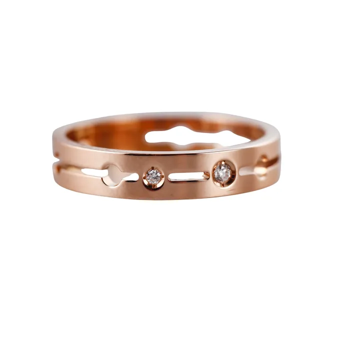 Dinh Van Rings Dinh Van Pulse Rose Gold Diamond Band Ring Small Model