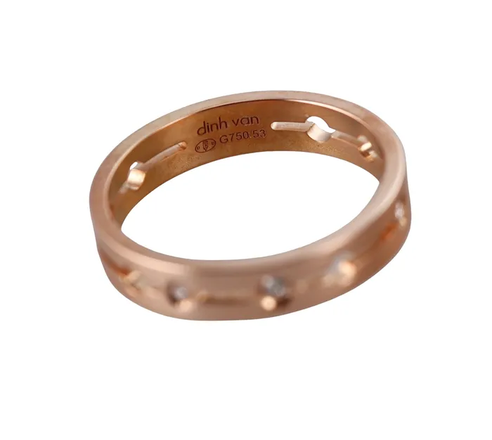 Dinh Van Rings Dinh Van Pulse Rose Gold Diamond Band Ring Small Model