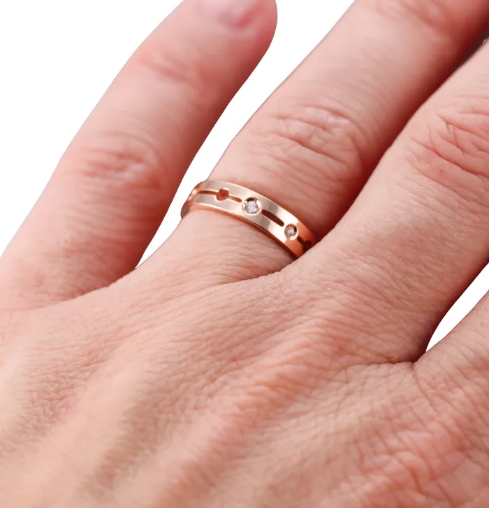 Dinh Van Rings Dinh Van Pulse Rose Gold Diamond Band Ring Small Model
