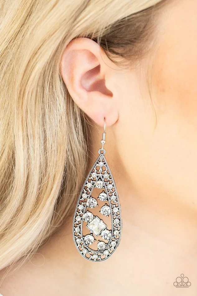 DropDead Dazzle White Earrings Jewelry by Bretta Paparazzi Accessories Earrings