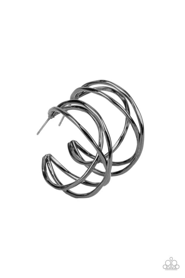 Earrings City Contour Black Earrings Jewelry by Bretta Paparazzi Accessories