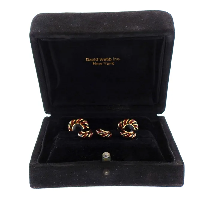 Earrings David Webb Enamel Gold Cufflinks Stud Set David Webb