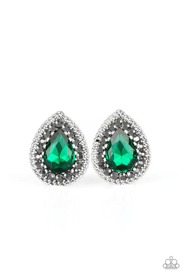 Earrings Debutante Debut Green Earrings Jewelry by Bretta Paparazzi Accessories
