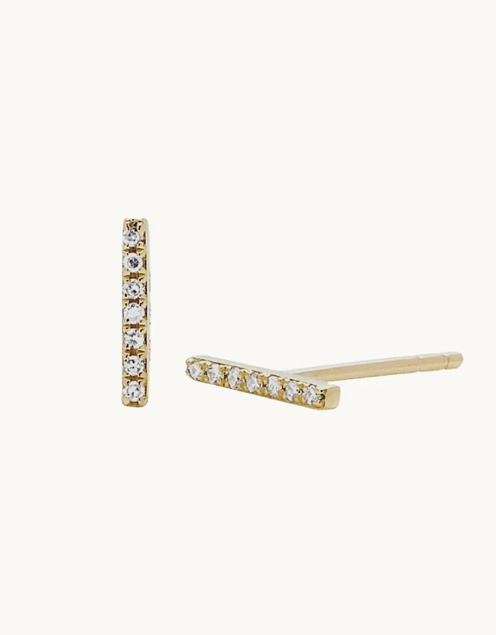 Earrings ef collection diamond mini bar stud earring EF Collection