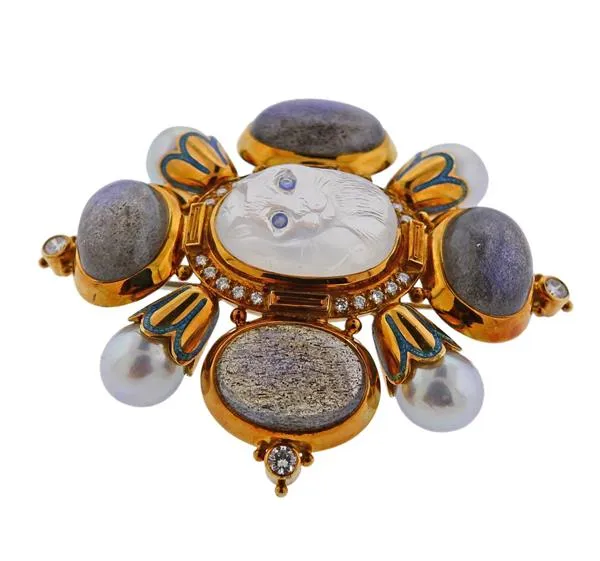 Earrings Elizabeth Gage Labradorite Moonstone Cat Diamond Pearl Gold Kiss Brooch Elizabeth Gage Earrings Elizabeth Gage Labradorite Moonstone Cat Diamond Pearl Gold Kiss Brooch Elizabeth Gage
