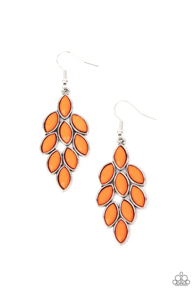 Earrings Flamboyant Foliage Orange Earrings Jewelry by Bretta Paparazzi Accessories