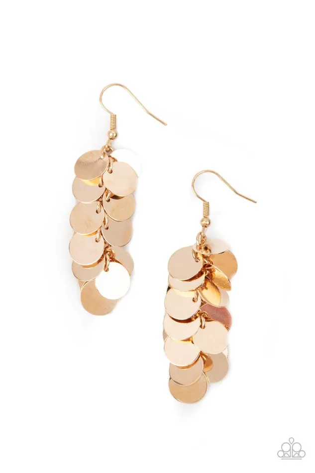 Earrings Hear Me Shimmer Gold Earrings Jewelry by Bretta Paparazzi Accessories