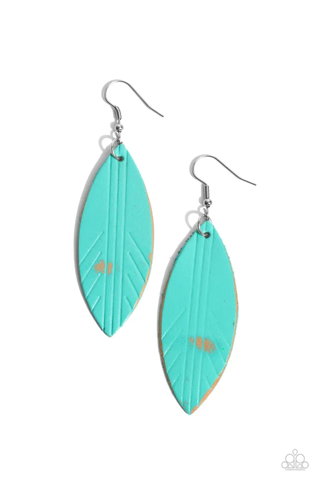 Earrings Leather Lounge Blue Earrings Jewelry by Bretta Paparazzi Accessories
