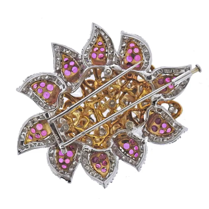Earrings Not Signed 1960S GOLD 16CTW DIAMOND RUBY EARRINGS BROOCH RING SET Earrings Not Signed 1960S GOLD 16CTW DIAMOND RUBY EARRINGS BROOCH RING SET
