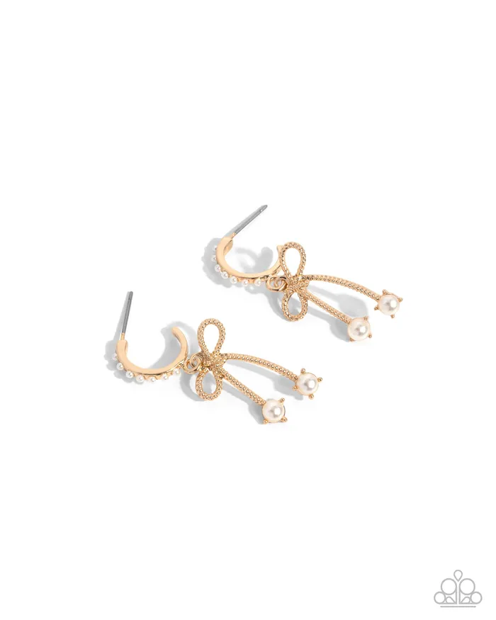 Earrings Paparazzi Accessories Charming Coquette Gold Earrings Jewelry by Bretta