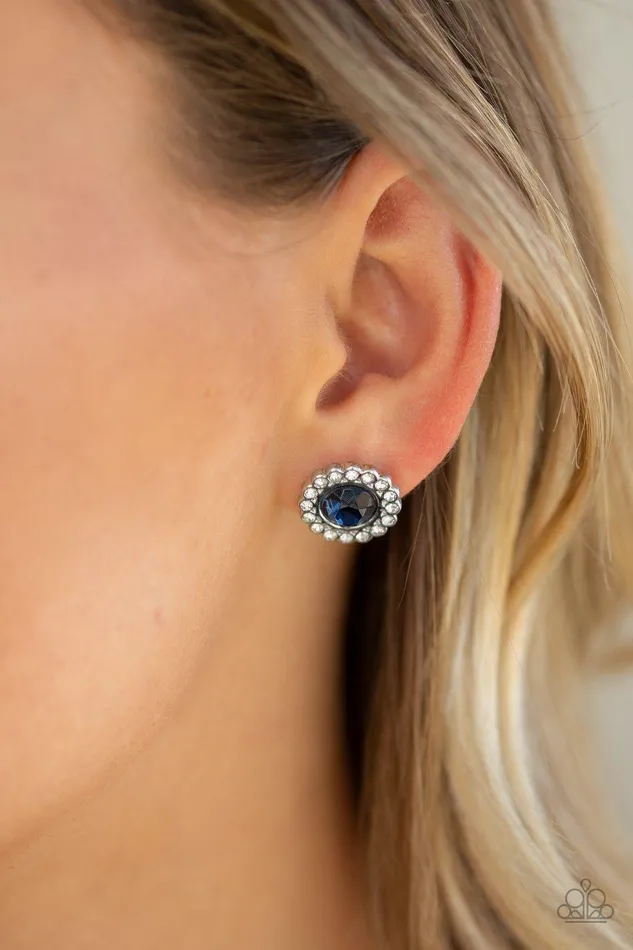 Earrings Paparazzi Accessories Floral Glow Blue Earrings Jewelry by Bretta