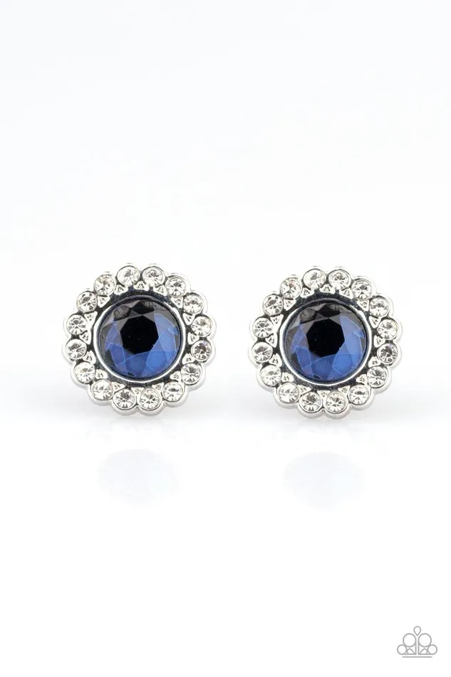 Earrings Paparazzi Accessories Floral Glow Blue Earrings Jewelry by Bretta