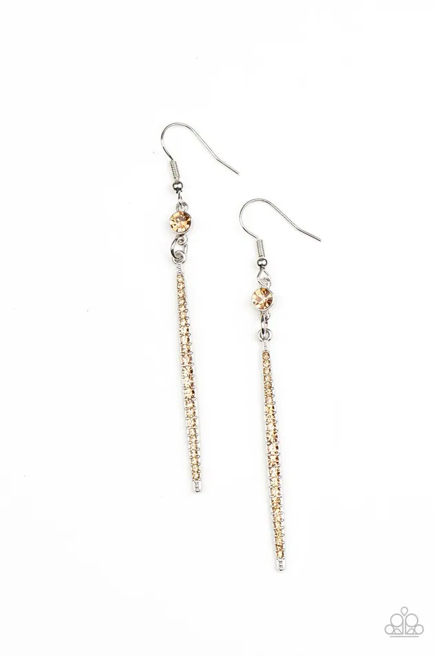 Earrings Paparazzi Accessories Skyscraping Shimmer Brown Earrings Jewelry by Bretta