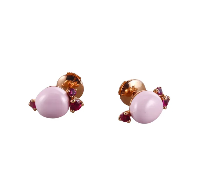 Earrings Pomellato Capri Quartz Pink Ceramic Rose Gold Earrings Pomellato