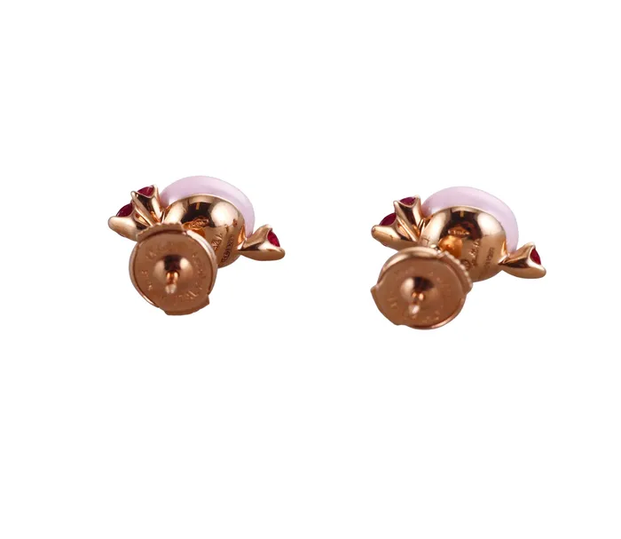 Earrings Pomellato Capri Quartz Pink Ceramic Rose Gold Earrings Pomellato