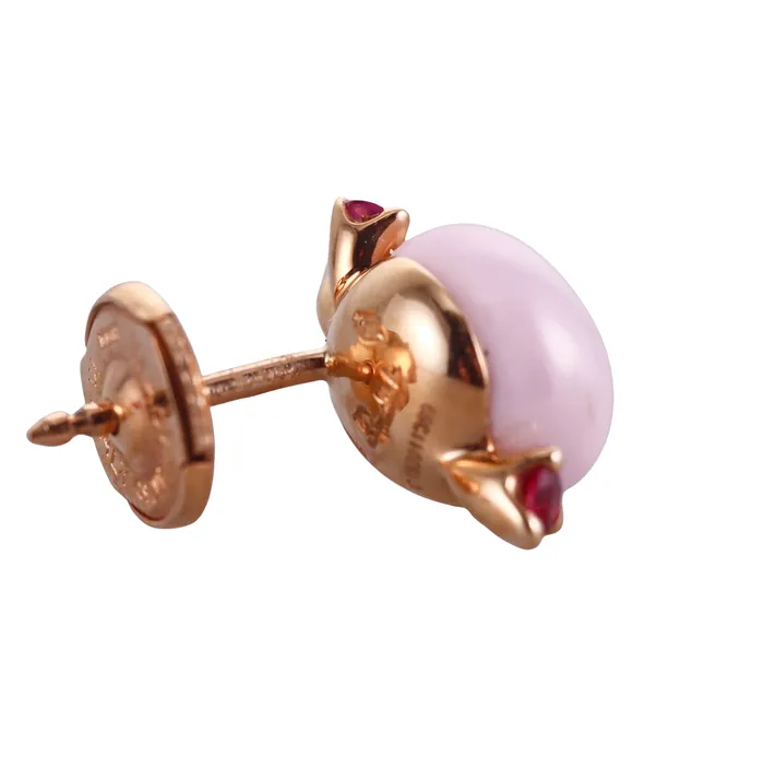 Earrings Pomellato Capri Quartz Pink Ceramic Rose Gold Earrings Pomellato