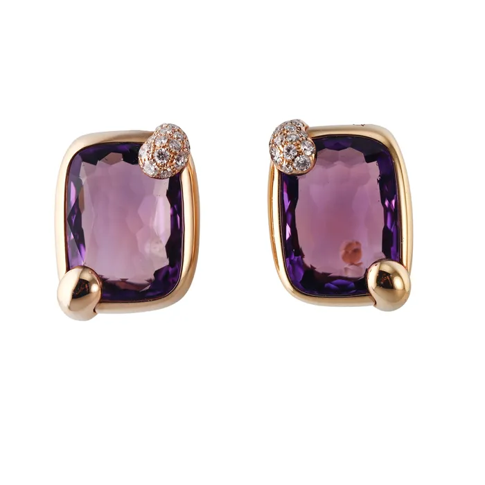Earrings Pomellato Pomellato Ritratto Gold Amethyst Diamond Earrings