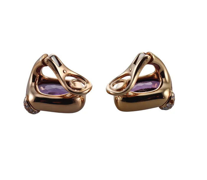Earrings Pomellato Pomellato Ritratto Gold Amethyst Diamond Earrings