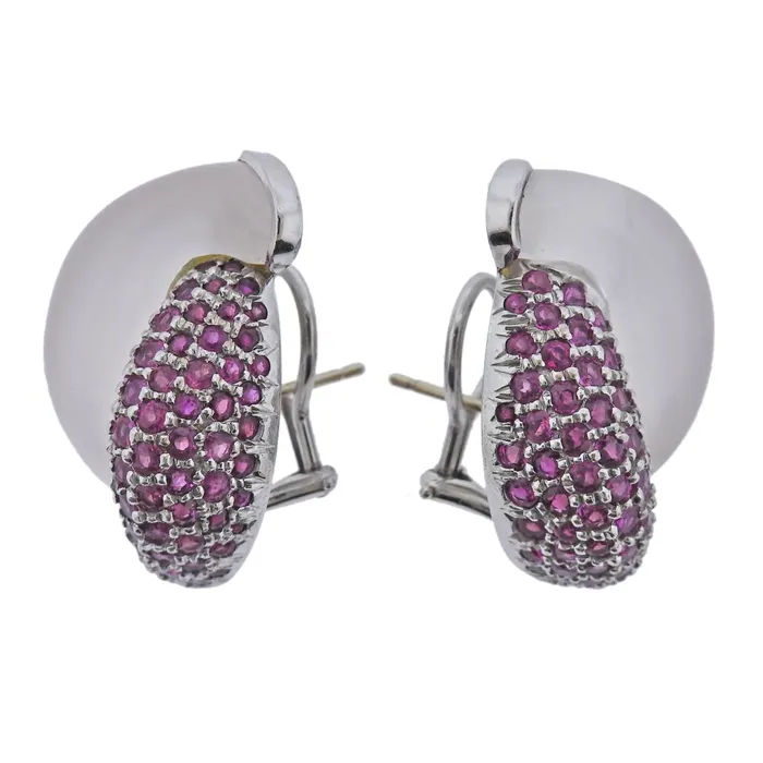 Earrings Seaman Schepps Seaman Schepps Link Ruby Crystal Gold Earrings