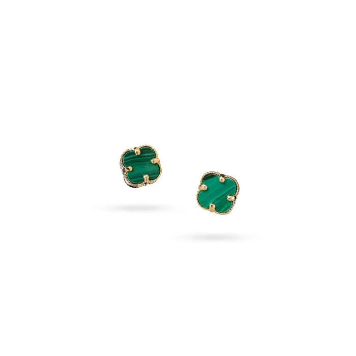 Earrings Senso Gold Golden earrings with clovers and malachite Senso Gold Bright in green Earrings Senso Gold Golden earrings with clovers and malachite Senso Gold Bright in green