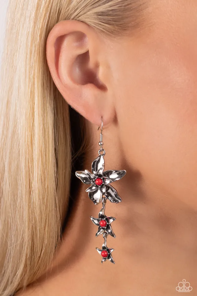 Earrings Tapered Tiers Red Earrings Jewelry by Bretta Paparazzi Accessories