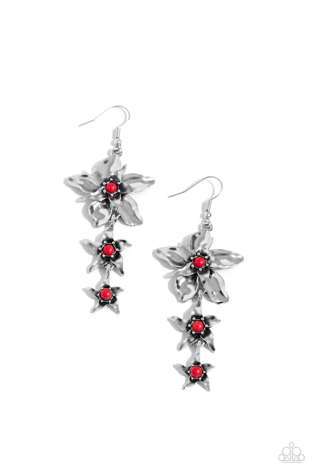 Earrings Tapered Tiers Red Earrings Jewelry by Bretta Paparazzi Accessories