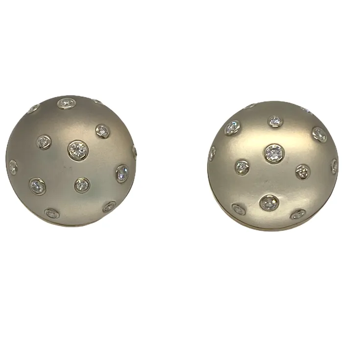 Earrings Trianon Trianon Frosted Crystal Diamond Gold Earrings