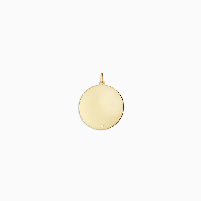 Engravable 1 inch 14k Yellow Gold Disc Charm Pendant Sandy Steven Engravers Charm Necklaces