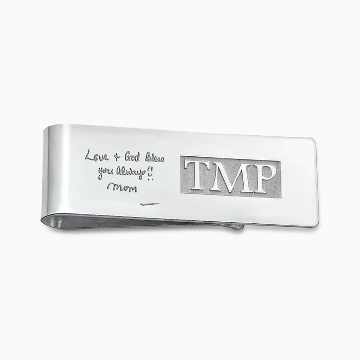 Engravable Classic Raised Letter Monogram Sterling Silver Money Clip Sandy Steven Engravers Rings