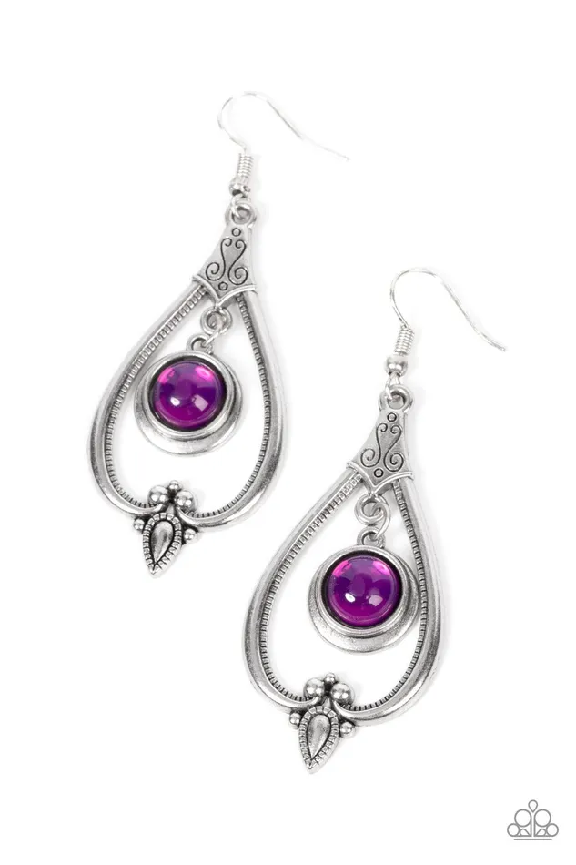 Ethereal Emblem Purple Earrings Jewelry by Bretta Paparazzi Accessories Earrings