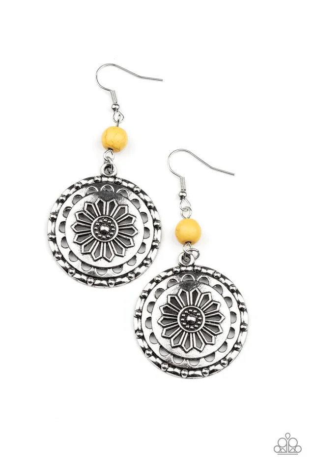 Flowering Frontiers Yellow EarringsJewelry by Bretta Paparazzi Accessories Earrings
