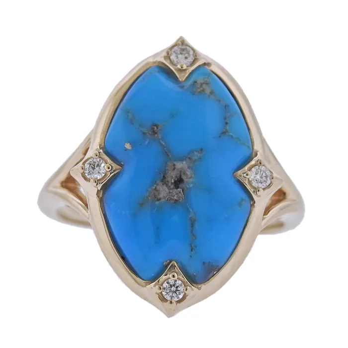 Kabana Gold Kingman Turquoise Diamond Ring Kabana Rings