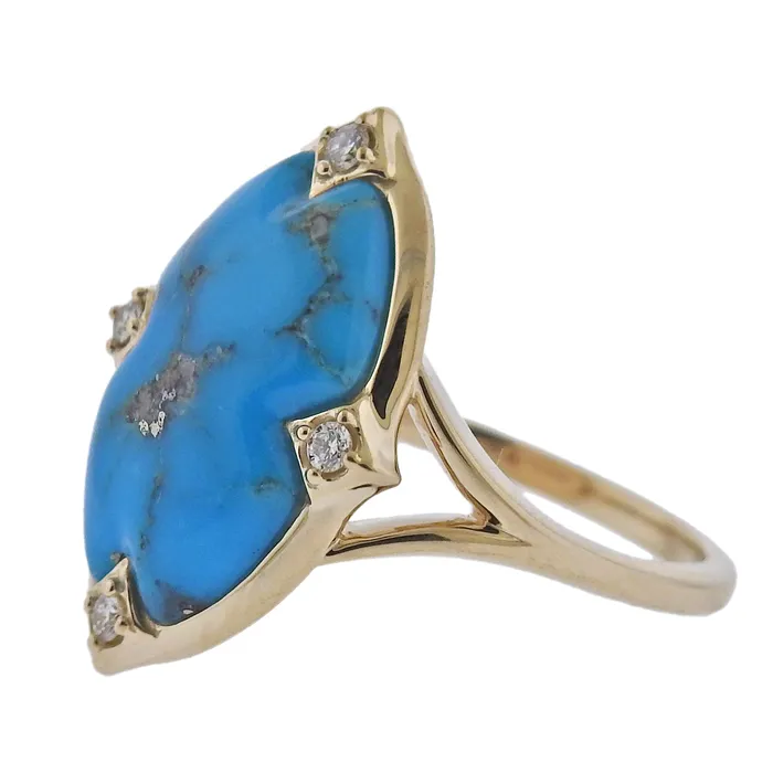 Kabana Gold Kingman Turquoise Diamond Ring Kabana Rings