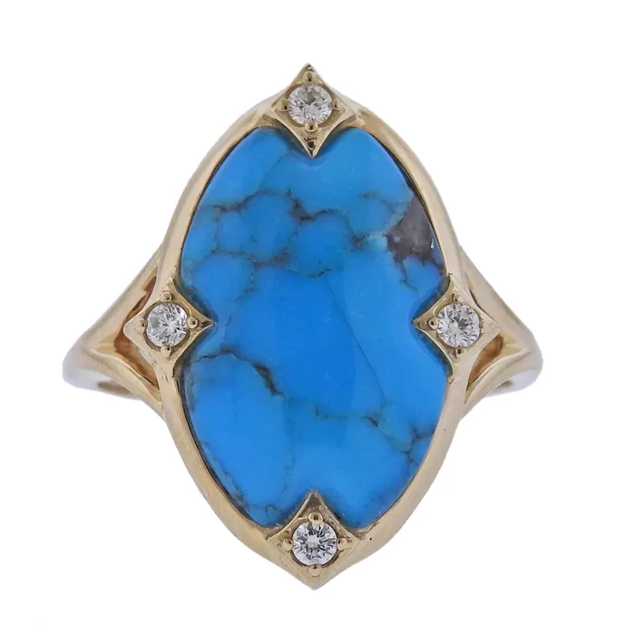 Kabana Gold Kingman Turquoise Diamond Ring Kabana Rings