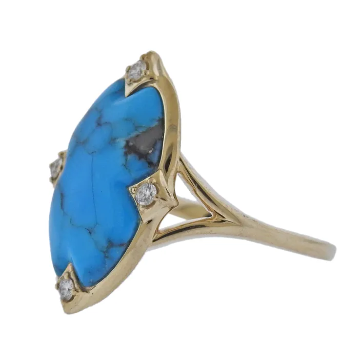 Kabana Gold Kingman Turquoise Diamond Ring Kabana Rings