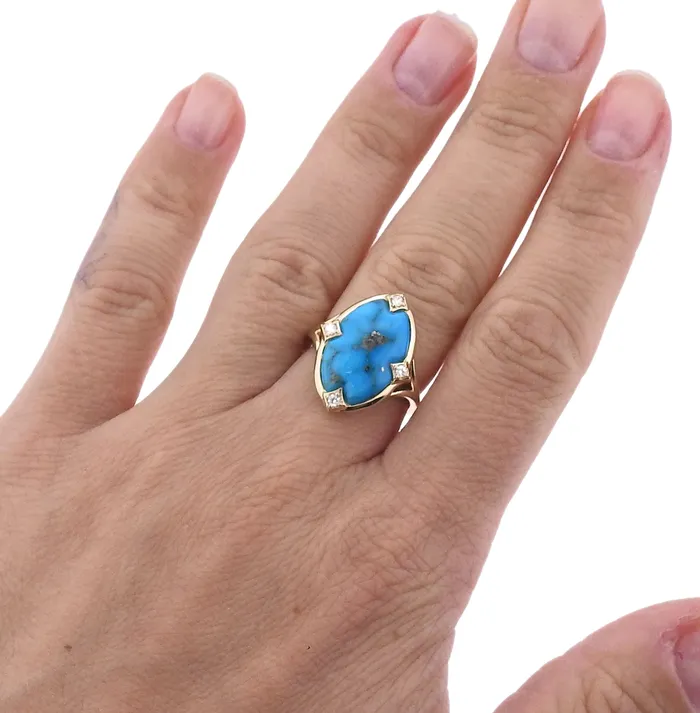 Kabana Gold Kingman Turquoise Diamond Ring Kabana Rings