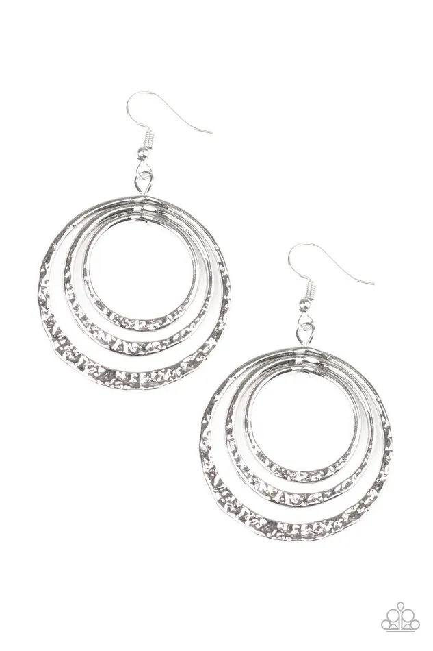 Metallic Ruffle Silver Earrings Jewelry by Bretta Paparazzi Accessories Earrings