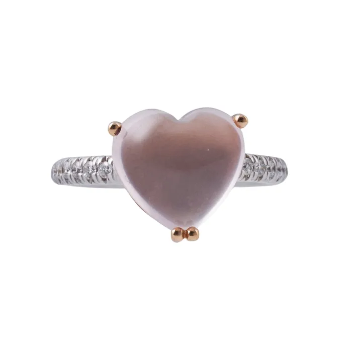 Mimi Milano Juliet Rose Quartz Diamond Gold Heart Ring Mimi Milano Rings