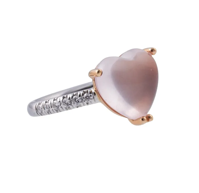 Mimi Milano Juliet Rose Quartz Diamond Gold Heart Ring Mimi Milano Rings