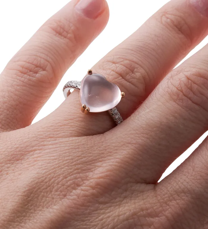 Mimi Milano Juliet Rose Quartz Diamond Gold Heart Ring Mimi Milano Rings