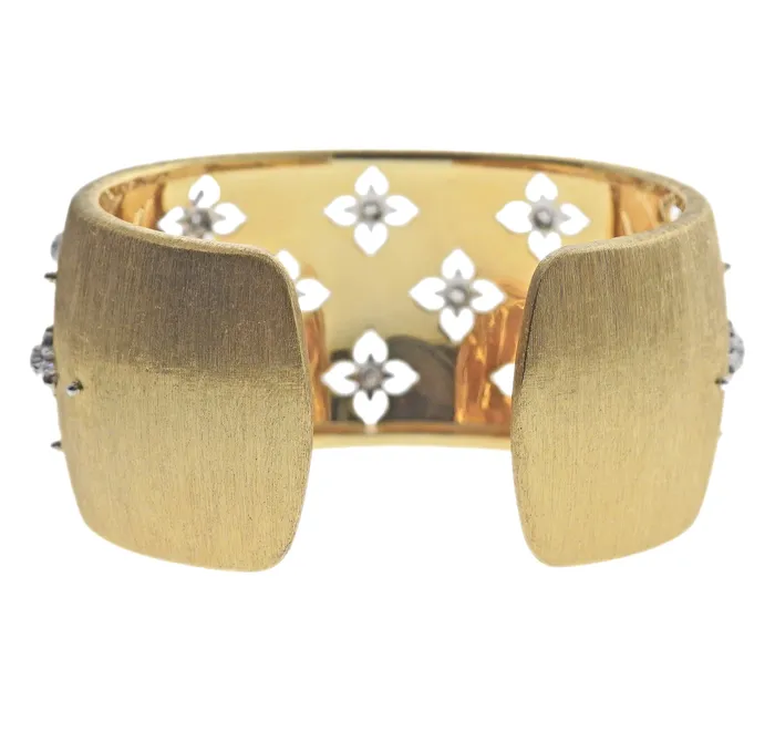 Not Signed Bracelets Buccellati Gold Macri Giglio Diamond Cuff Bracelet