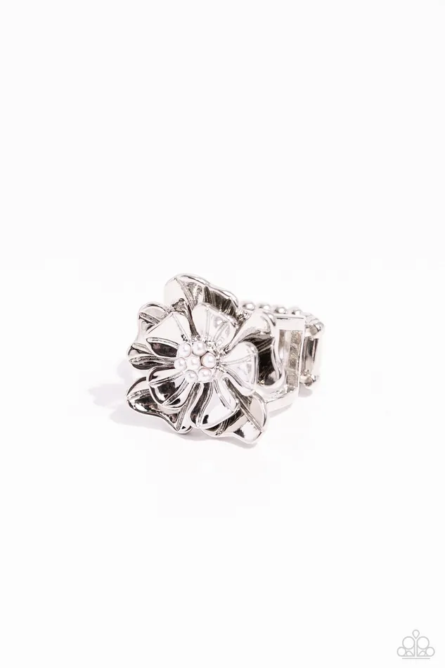 Pampered Petals White Ring Jewelry by Bretta Paparazzi Accessories Rings