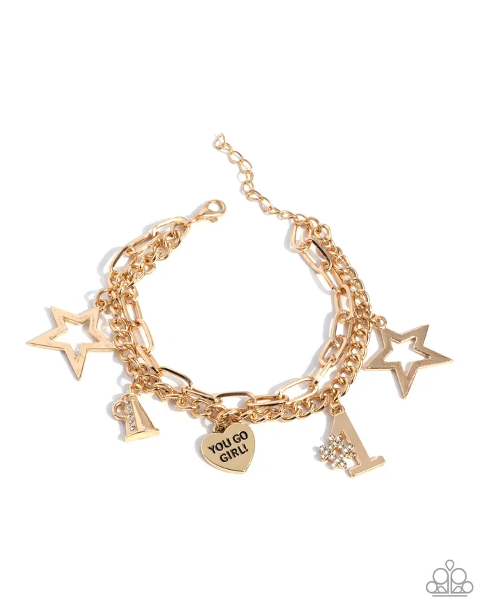 Paparazzi Accessories Bracelets Team Spirit Gold Bracelet Jewelry by Bretta