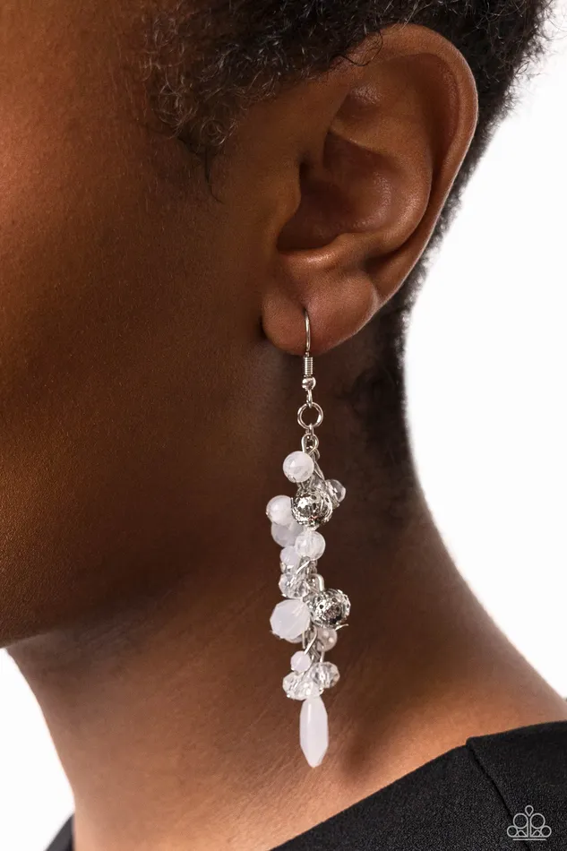 Paparazzi Accessories Cheeky Cascade White Earrings Jewelry by Bretta Earrings