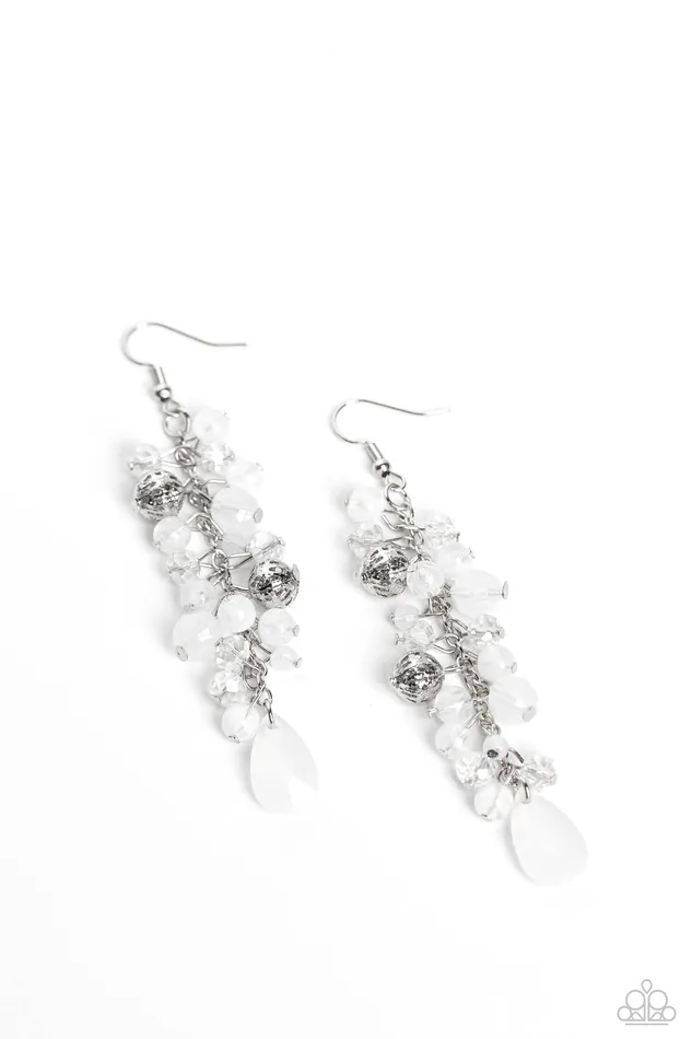 Paparazzi Accessories Cheeky Cascade White Earrings Jewelry by Bretta Earrings